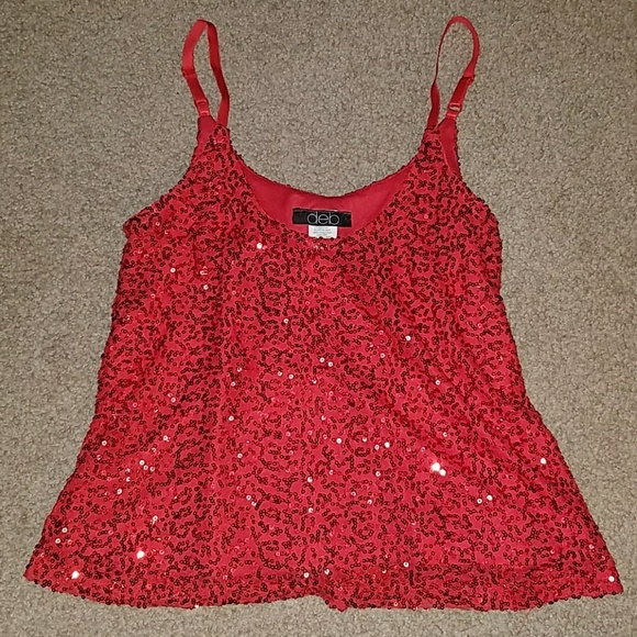 Deb Tops - 🌷FIERY- red sequin flowy tank